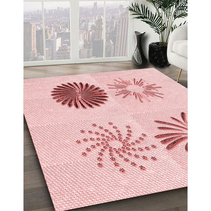 Machine Washable Transitional Light Rose Pink Rug in a Family Room, wshpat903rd