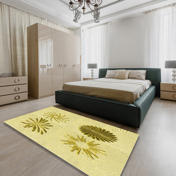 Patterned Sun Yellow Rug in a Bedroom, pat903yw