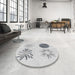 Round Machine Washable Transitional White Smoke Rug in a Office, wshpat903