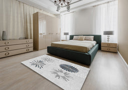 Patterned Off-White Novelty Rug in a Bedroom, pat903