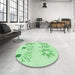 Round Patterned Mint Green Rug in a Office, pat904grn