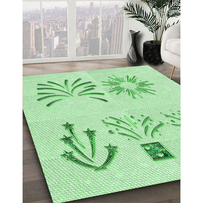 Patterned Mint Green Rug in Family Room, pat904grn