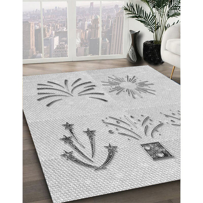 Patterned Platinum Gray Rug in Family Room, pat904gry