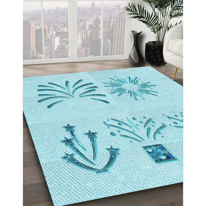 Machine Washable Transitional Diamond Blue Rug in a Family Room, wshpat904lblu