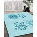 Machine Washable Transitional Electric Blue Rug in a Family Room, wshpat905lblu