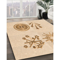 Patterned Brown Sand Brown Rug, pat905org