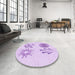 Round Patterned Purple Rug in a Office, pat905pur
