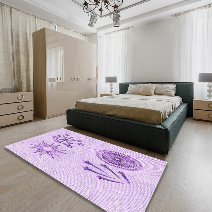 Patterned Purple Rug in a Bedroom, pat905pur