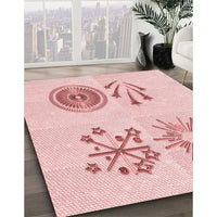 Patterned Pastel Red Pink Rug, pat905rd