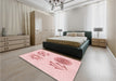 Patterned Pastel Red Pink Rug in a Bedroom, pat905rd