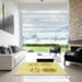 Machine Washable Transitional Sun Yellow Rug in a Kitchen, wshpat905yw