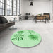 Round Patterned Light Green Rug in a Office, pat906grn