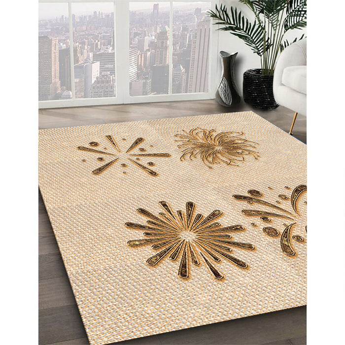 Patterned Bronze Brown Rug in Family Room, pat906org