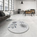 Round Machine Washable Transitional White Smoke Rug in a Office, wshpat906