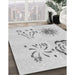 Machine Washable Transitional Platinum Gray Rug in a Family Room, wshpat907gry