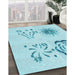 Machine Washable Transitional Electric Blue Rug in a Family Room, wshpat907lblu