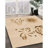Patterned Brown Sand Brown Rug, pat907org