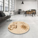 Round Patterned Brown Sand Brown Rug in a Office, pat907org