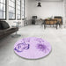 Round Patterned Purple Rug in a Office, pat907pur