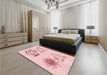 Round Machine Washable Transitional Pastel Red Pink Rug in a Office, wshpat907rd