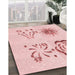 Patterned Pastel Red Pink Rug in Family Room, pat907rd