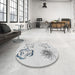 Round Patterned Off-White Novelty Rug in a Office, pat907
