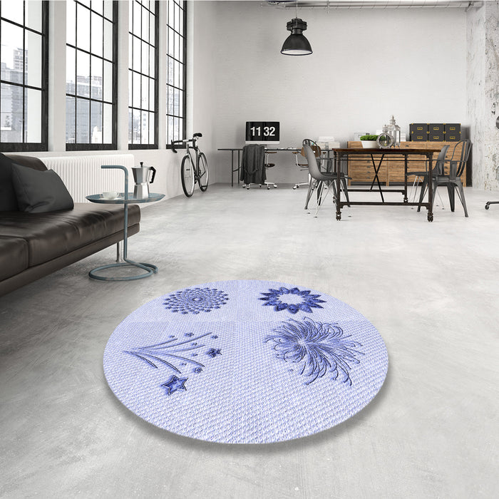 Round Patterned Lavender Blue Rug in a Office, pat908blu