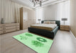 Patterned Light Green Rug in a Bedroom, pat908grn