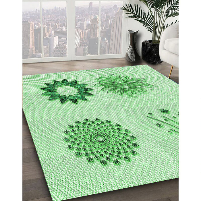 Patterned Light Green Rug in Family Room, pat908grn