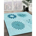 Patterned Electric Blue Rug in Family Room, pat908lblu
