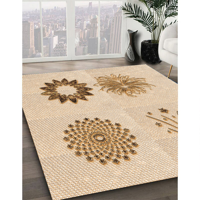 Patterned Bronze Brown Rug in Family Room, pat908org