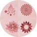 Square Patterned Light Rose Pink Rug, pat908rd