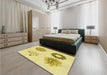 Patterned Orange Gold Rug in a Bedroom, pat908yw