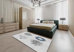 Patterned Off-White Novelty Rug in a Bedroom, pat908