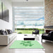 Square Patterned Mint Green Rug in a Living Room, pat909grn