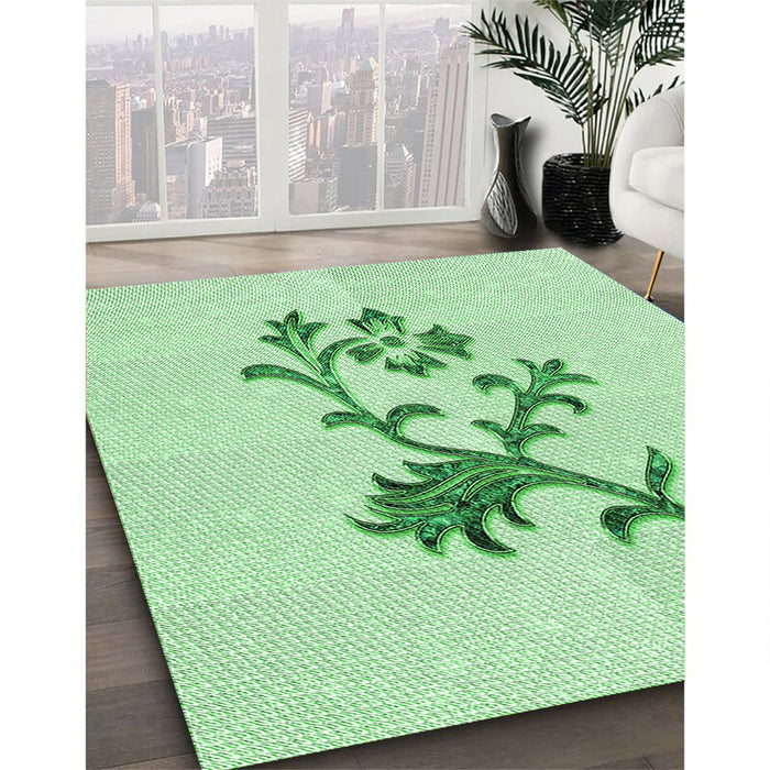 Patterned Mint Green Rug in Family Room, pat909grn
