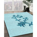 Patterned Electric Blue Rug in Family Room, pat909lblu