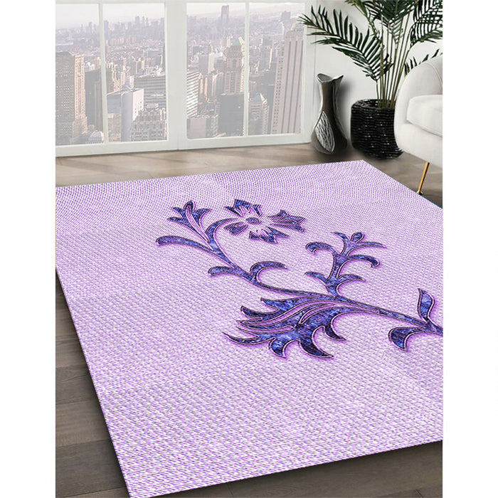 Patterned Bright Lilac Purple Rug in Family Room, pat909pur