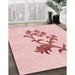 Patterned Pastel Red Pink Rug in Family Room, pat909rd