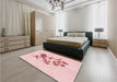 Round Machine Washable Transitional Pastel Red Pink Rug in a Office, wshpat909rd