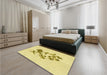 Patterned Sun Yellow Rug in a Bedroom, pat909yw