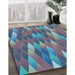 Machine Washable Transitional Macaw Blue Green Rug in a Family Room, wshpat91lblu