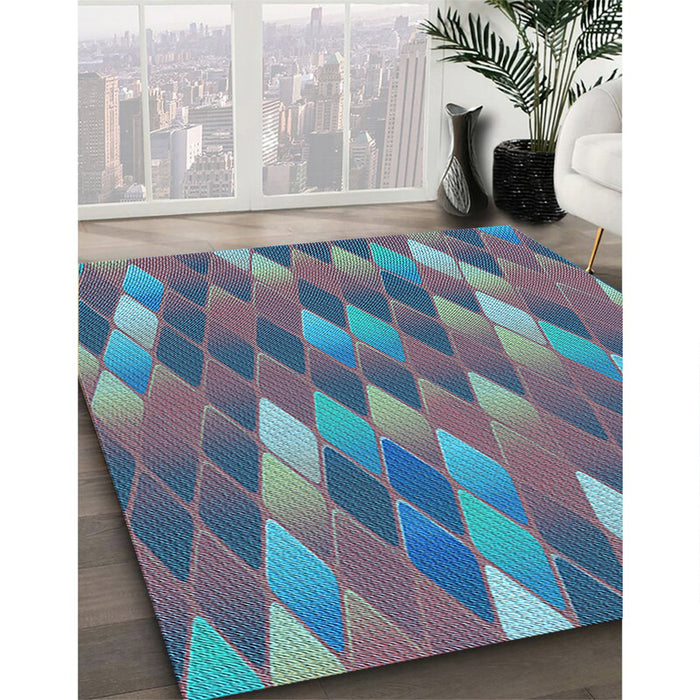 Patterned Macaw Blue Green Rug in Family Room, pat91lblu