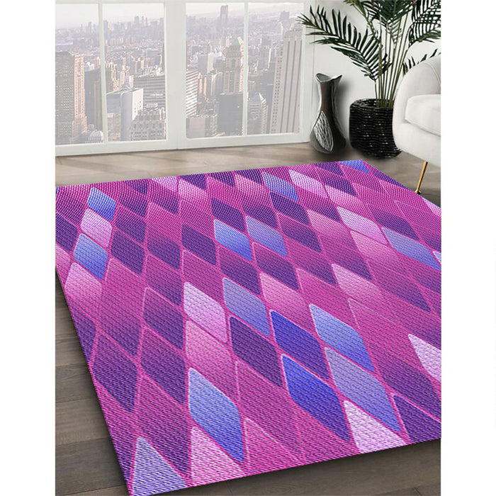 Patterned Purple Rug in Family Room, pat91pur
