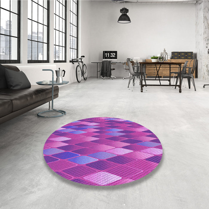 Round Patterned Purple Rug in a Office, pat91pur