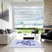 Square Patterned Lavender Blue Rug in a Living Room, pat910blu