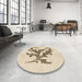 Round Patterned Wheat Beige Rug in a Office, pat910brn