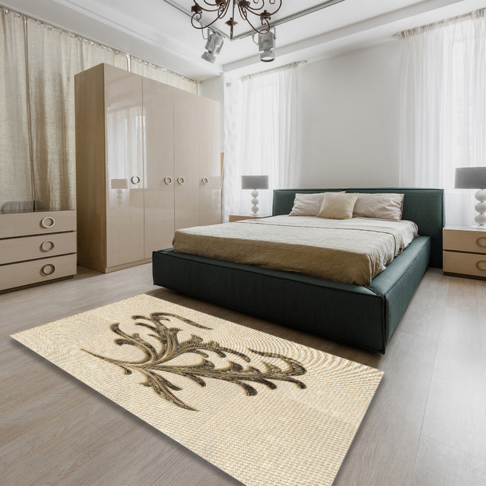 Patterned Wheat Beige Rug in a Bedroom, pat910brn
