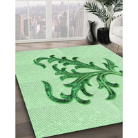 Patterned Mint Green Rug, pat910grn