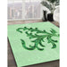 Patterned Mint Green Rug in Family Room, pat910grn